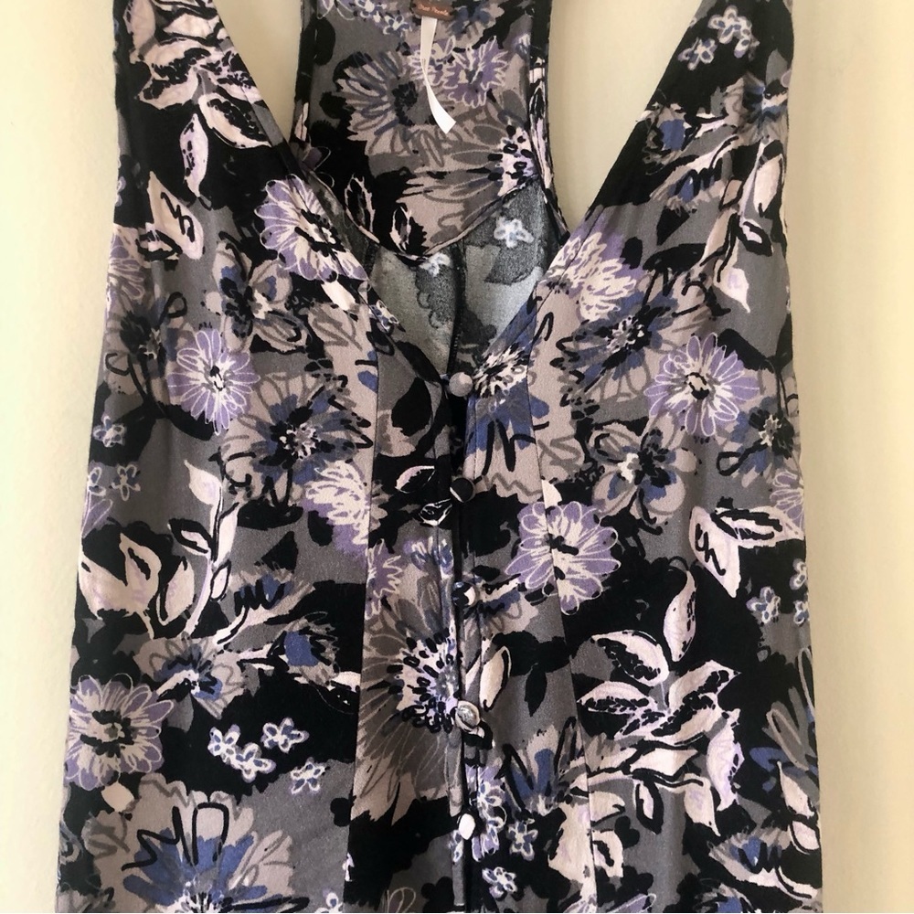 Free People Jump & Jive Floral Print Button-Down Ultra Mini Dress Size 2 - Picture 3 of 8